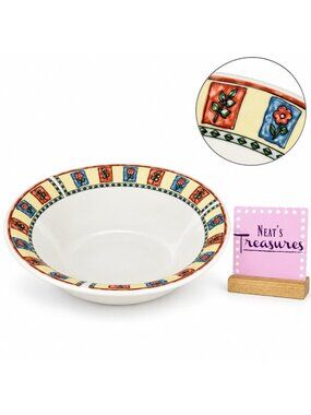 Farberware WINDOW BOX Red Band Flowers In Boxes Panels Stoneware Serving Bowl